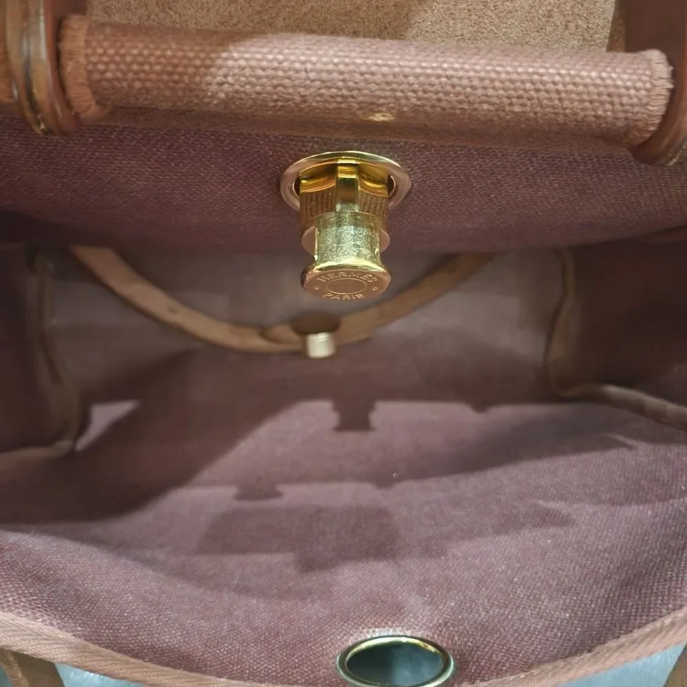 Hermes Herbag Backpack 2 Bags In 1 Brown Canvas And Leather Backpack/Handbag
